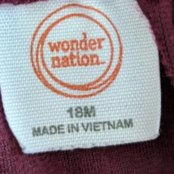 Wonder Nation ~ Baby Girl's Maroon Corduroy Jumper Size 18 months - Picture 7 of 10